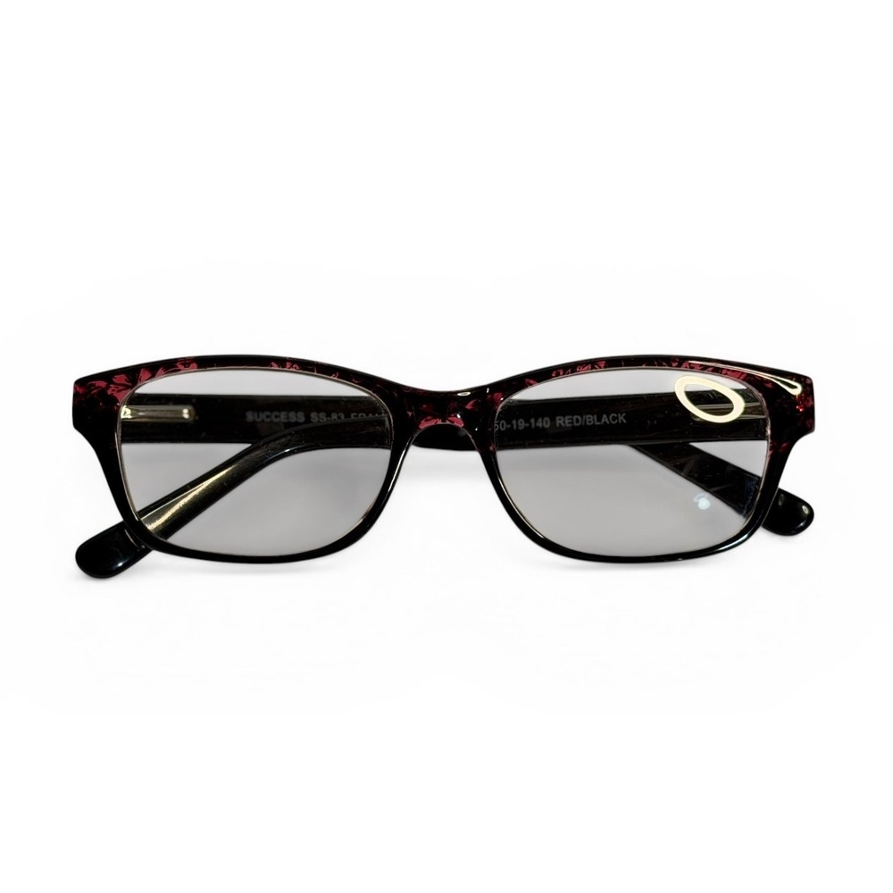 Success Eyeglasses Red Black SS-83 Rectangle Floral‎ Frame 50-19-140 Womens